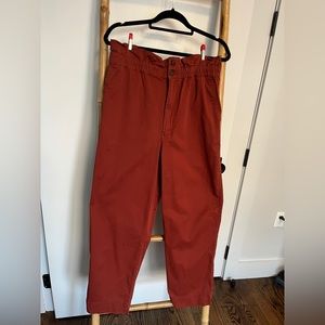 Madewell Paperbag Tapered Pants / Brown wide leg high waist / elastic waist
